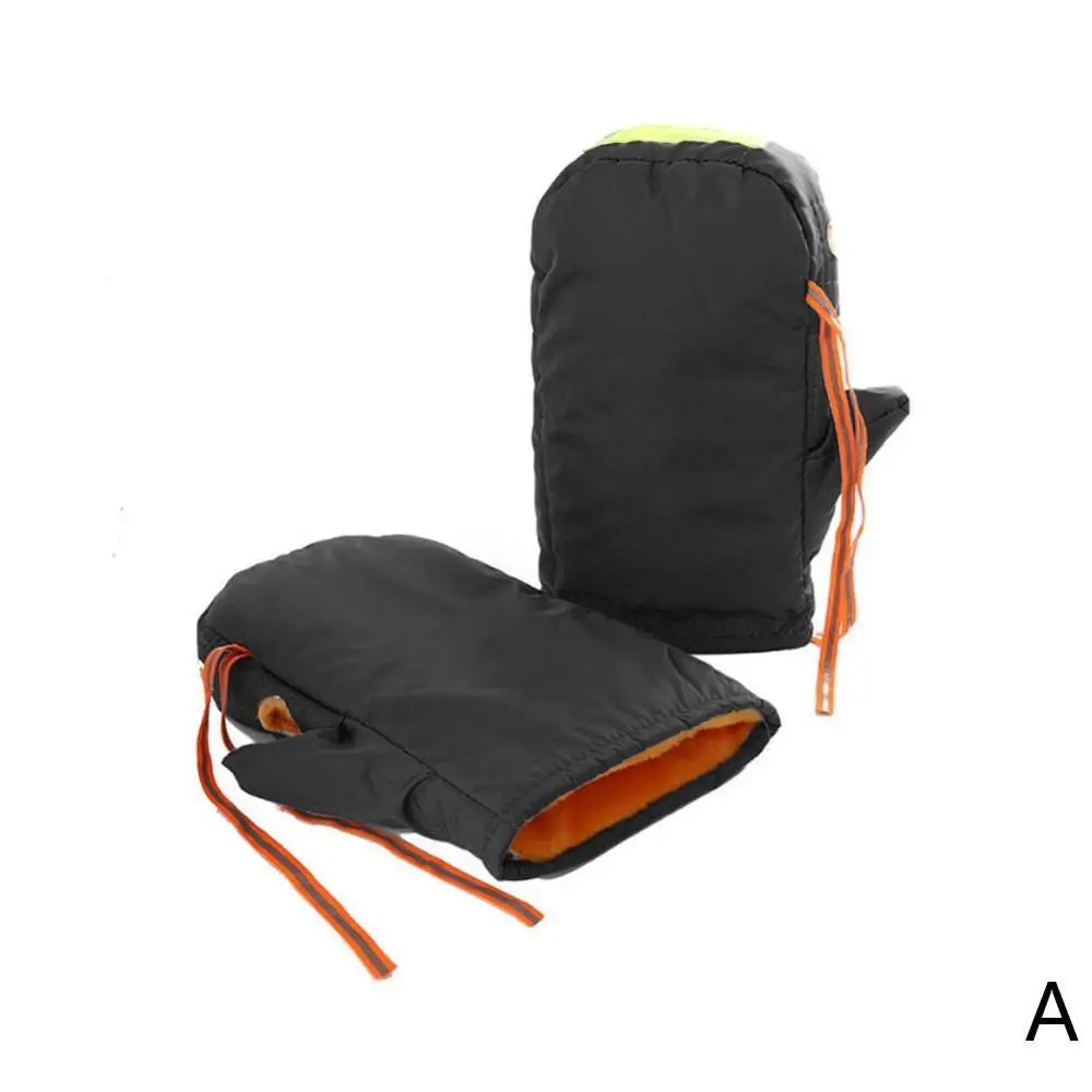 Высокое качество ветрозащитные водонепроницаемые теплые мотоциклетные перчатки для руля велосипеда мотоциклетные ручки для рук с отражающей полоской - Цвет: Черный