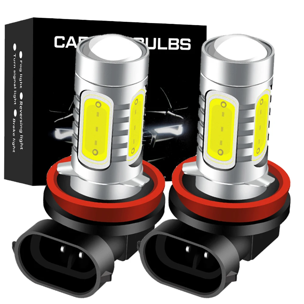 

2Pcs H8 H11 Led HB4 9006 HB3 9005 Fog Lights Bulb COB White Ice Blue Golden Yellow Car Lamp H16 PSX24W PSX26W Auto Light 12V 24V