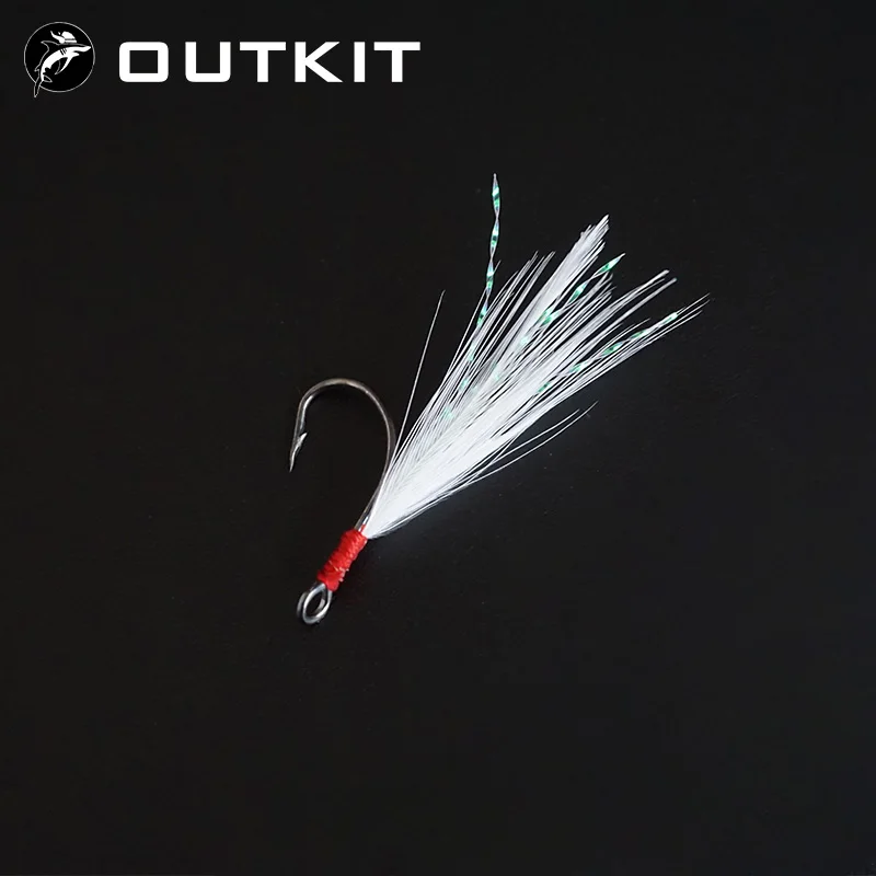 OUTKIT 10 шт. рыболовный крючок из высокоуглеродистой стали с перьями искусственный