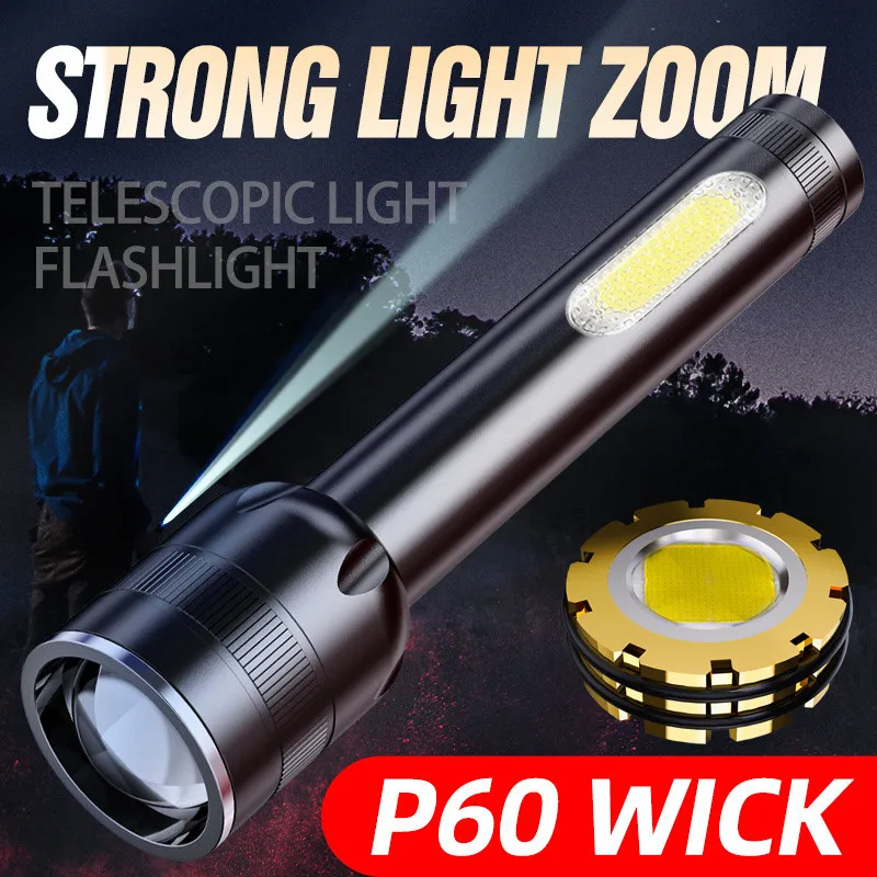

25000LM Super Powerful LED Flashlight XHP60 Camping light 5 Modes Waterproof Torch Zoomable Bicycle Light With Built-in 18650