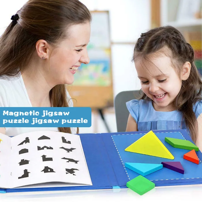 New Travel Game Magnetic Jigsaw Puzzle Kit Montessori Educational Kids Toys Gifts