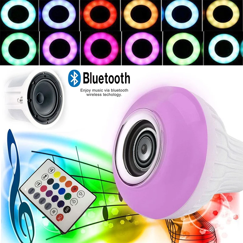 Светодиодный музыкальный лампочка Bluetooth 4,0 E27 для дома KTV Подарочный светодиодный динамик светодиодный громкий динамик беспроводная аудио лампа мини умный пульт дистанционного управления 5W