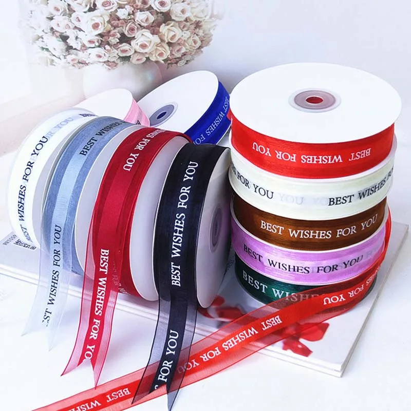 Ribbon Decoration 25mm 5Yards Happy Birthday Ribbons For Wedding Event Party Christmas DIY Bow Card Gifts Box