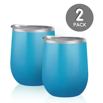 

2 Pack 350ml Steel Stemless Wine Glass Tumbler Double Wall Vacuum Insulation