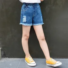Girls' Denim Shorts with Holes Summer 5 GIRL'S 6-Style 8 Childrenswear 9 Big Boy 10 Korean-style 12-Year-Old Thin Shorts