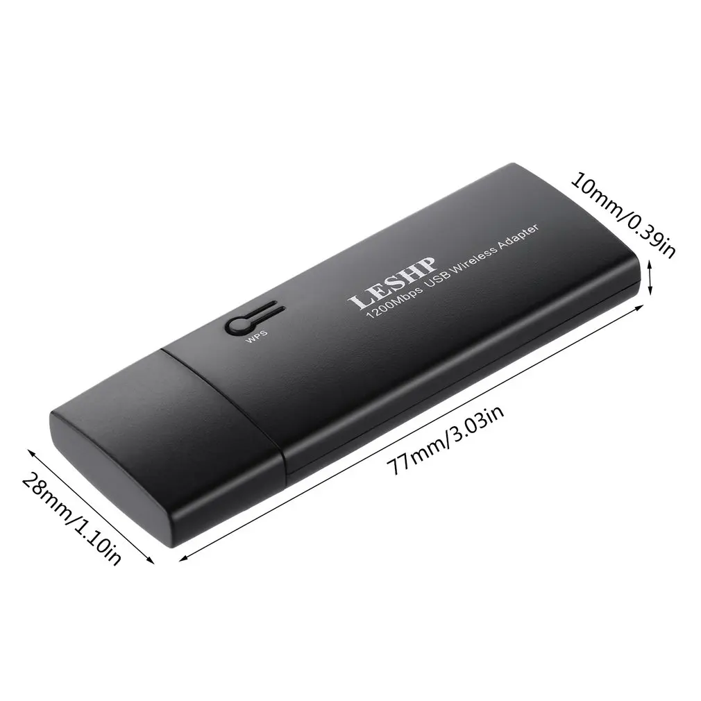 LESHP 1200 Мбит/с 11AC двухдиапазонный USB 3,0 беспроводной Wi-Fi сетевой адаптер широкий диапазон совместимости быстрая установка черный