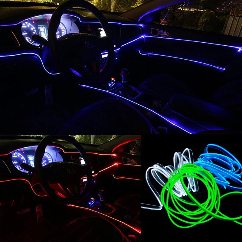 3m EL Cold Line Flexible Car Lights 12V Car LED Neon EL Wire Car Cold Light Strip Interior Decoration Moulding Trim Strips 3m EL Cold Line Flexible Car Lights 12V Car LED Neon EL Wire Car Cold Light Strip Interior Decoration Moulding Trim Strips