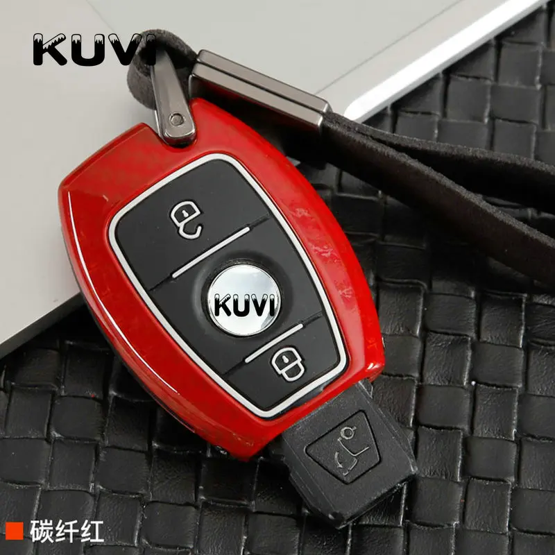 carbon red 2button Цинковый сплав 2 и 3 кнопки Чехол для автомобильного смарт-ключа Крышка для Mercedes Benz аксессуары W203 W210 W211 W124 Брелоки Брелок - Название цвета: carbon red 2button