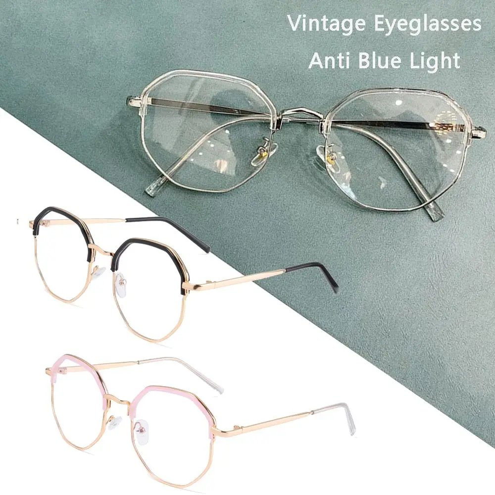 Vintage Anti Blue light Reading Glasses Optical Mirror Simple Metal Women Men Transparent Eyewear Frames Clear Eyeglasses blue light blocking glasses