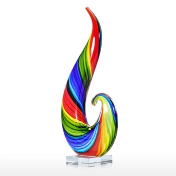 

Rainbow Glass Sculpture Hand Blown Glass Art Style Rainbow Sculpture Figurine Abstract Glass Sculpture Mullticolor Home Decor