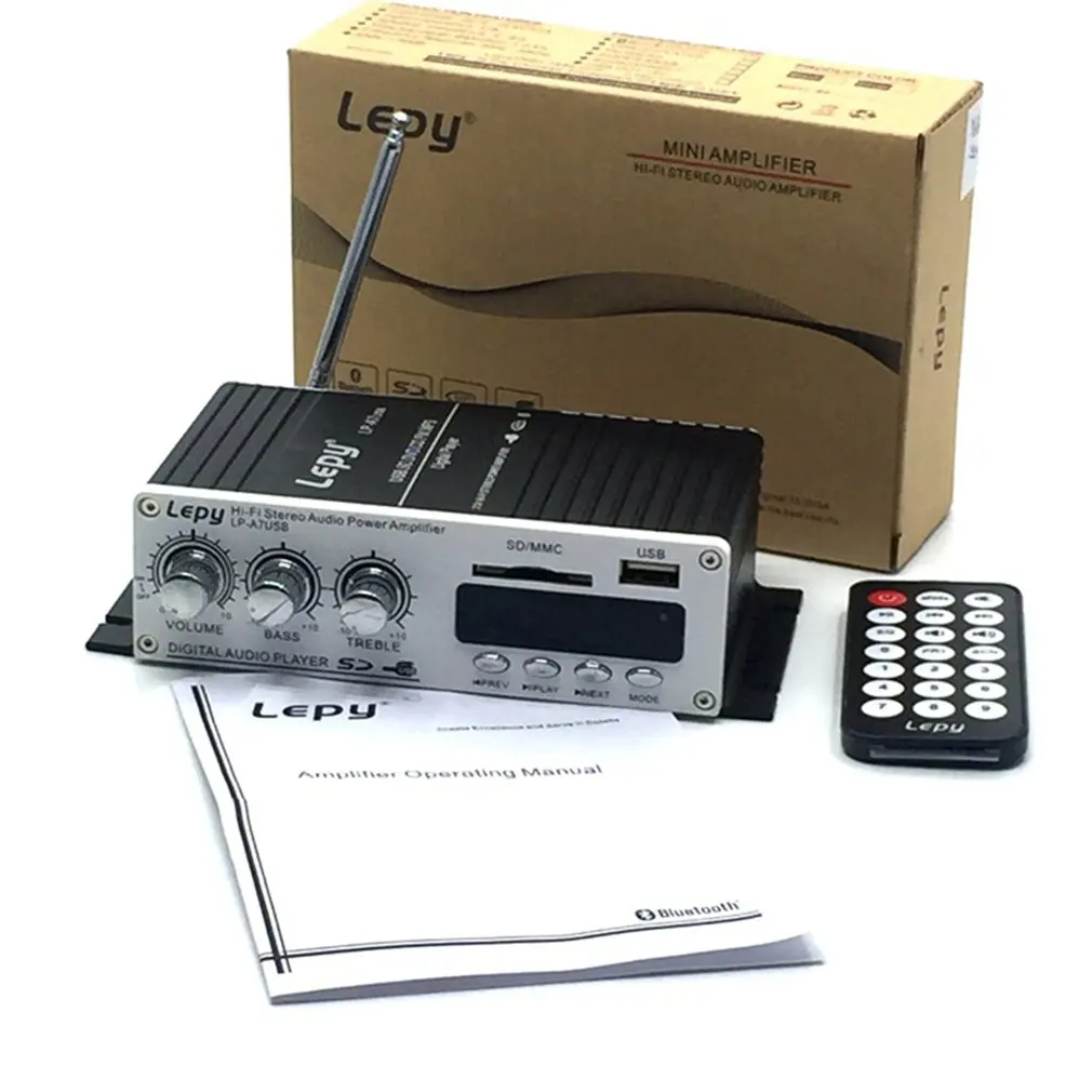 LP-A7 USB Lepy цифровой плеер Bluetooth 4,2 версия автомобиля мощность Hi-Fi стерео аудио усилитель 2CH 20 Вт RMS домашний усилитель SD CD DVD MP3 FM