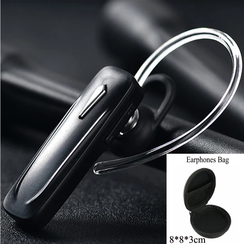 Black With Bag M163 Bluetooth Earphone Ear Hook Wireless Headphones Mini Ear buds Handsfree For Xiaomi Bluetooth Headset With Mic For Phone - Цвет: Black With Bag