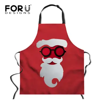 

FORUDESIGNS Merry Christmas Kitchen Aprons for Woman Oil-proof Chef Pinafore BBQ Party Cooking Baking Apron Home Cleaning Tools