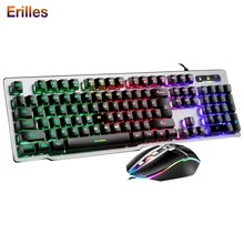 Professional Gaming Keyboard and Mouse Combos USB Wired Keyboard Backlit Metal Panel Computer PC Wired 2400dpi Mouse Gamer parasolant wired usb led light keyboard and mouse set white black laptop computer colorful gaming backlit keyboard mouse combos