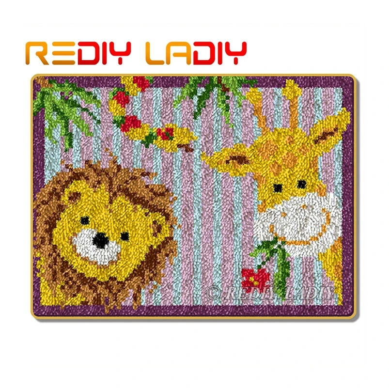 Latch Hook Rug Kits Make Your Own Rug Bear Love Crocheting Cushion DIY Carpet Rug Acrylic Yarn Pre-Printed Canvas Hobby& Crafts - Цвет: ZD584