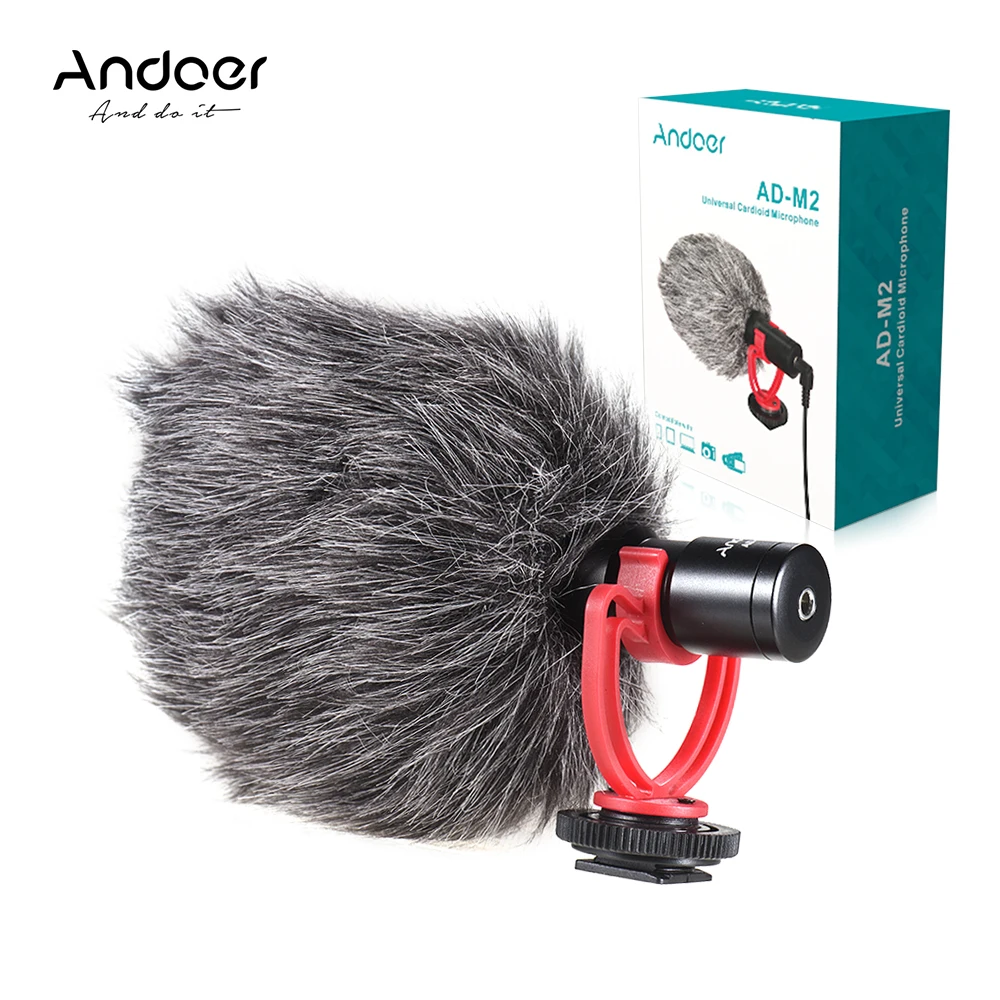 Andoer AD-M2 микрофон металлический видео микрофон 3,5 мм разъем для смартфона для Nikon Canon sony DSLR камера Бытовая видеокамера