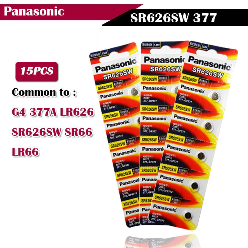 Аккумуляторная батарея Panasonic 1 55 в SR626SW 377 15 шт./лот G4 377A LR626 SR66 LR66 батареи из оксида