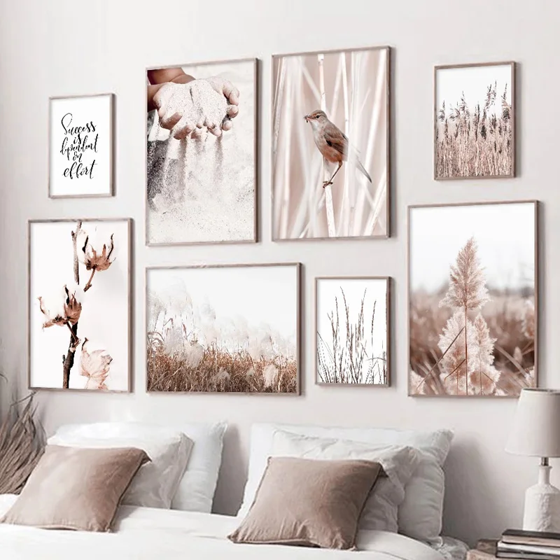 Hand Sand Flower Dandelion Bird Reed Canvas Painting Nordic Wall Posters and Prints Pictures for Living Room Home Decor | Дом и сад