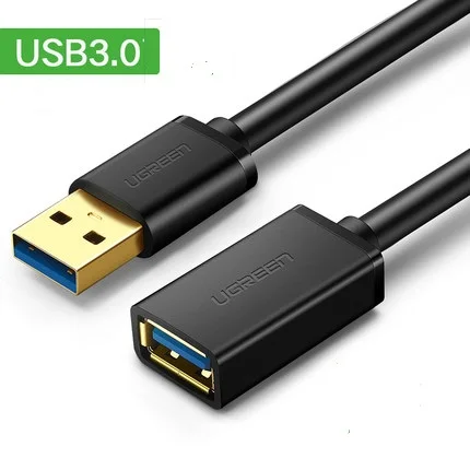 Ugreen USB3.0 удлинитель для мужчин и женщин зарядное устройство кабель для передачи данных подключение к компьютеру клавиатура U диск Мышь Интерфейс расширение li - Цвет: Черный