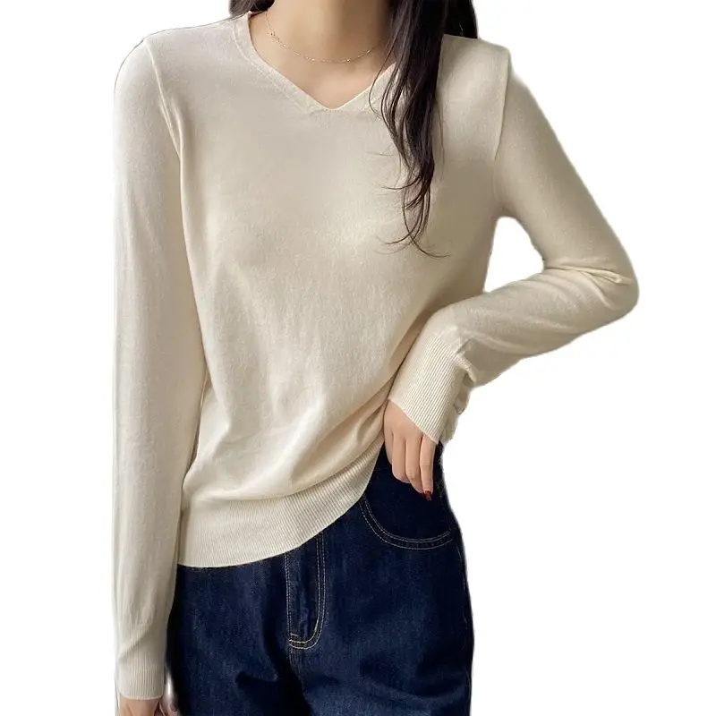 

Свитер Женский вязаный с V-образным вырезом, Осень-зима 2021