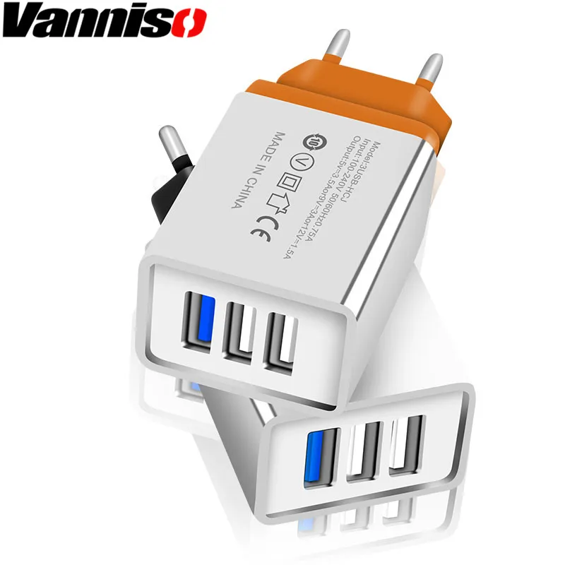 

Vanniso 3 USB Mobile phone Charger charging for iphone X 7 8 ipad Samsung S10 S8 Xiaomi mi9 Traverl Adapter EU US Plug Desktop