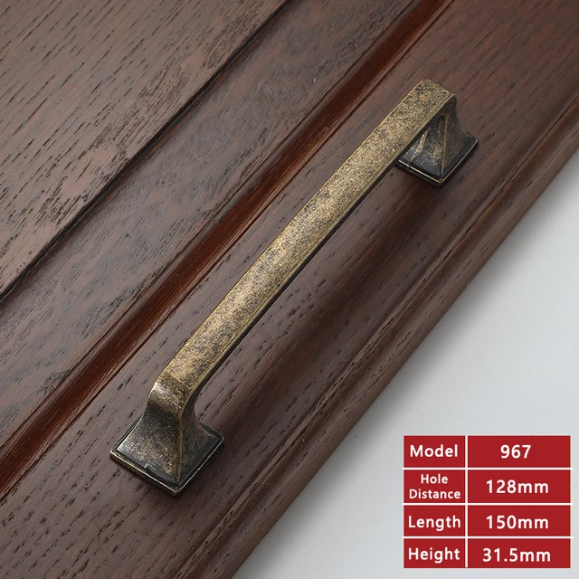 AOBT Retro Metal Antique Brass 96mm 128mm Kitchen Cabinet Door Handle Furniture Drawer Knobs Wardrobe Cupboard Pulls Handles 610 967-128 mm