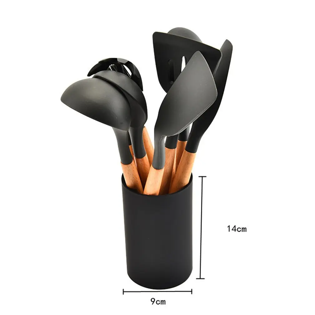 Silicone Wooden Handle Kitchen Set 8 Piece Non-stick Spatula Tool Set Cooking Utensils Kitchen Utensil Set