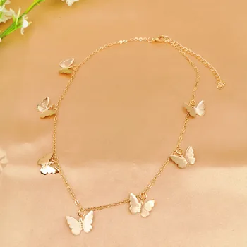 

Small Geometric Pendant Necklace Women Gold Silver Color Chain Butterfly Star Heart Choker Necklace Trendy Jewelry for Girl Gift
