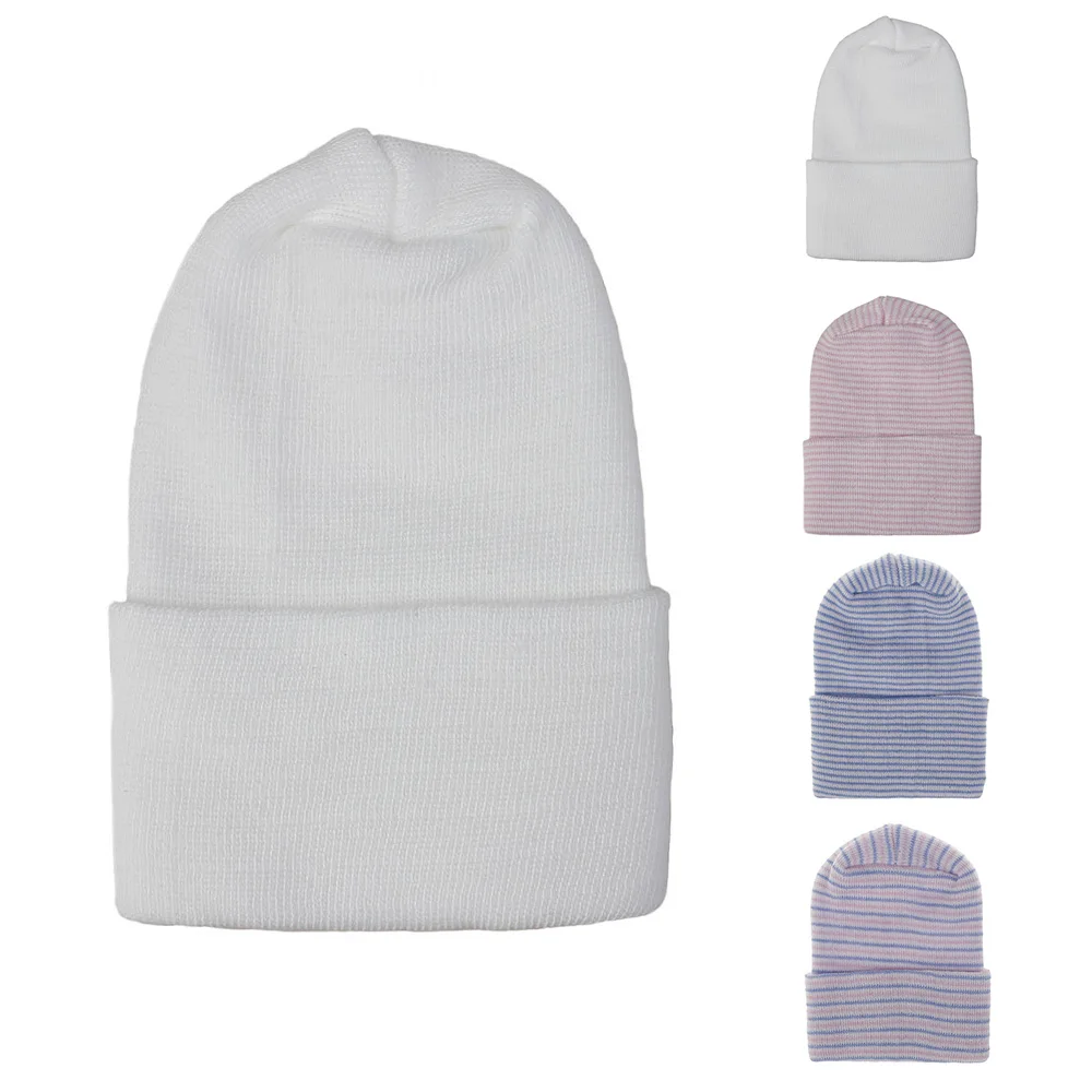 Baby Hat Cotton Striped Solid Color Soft Turban Newborn Nursery Kids Outdoor Casual Beanie Headwrap
