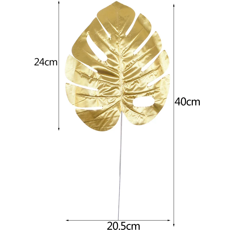 5pcs 24cm 5 шт. золотистого и серебряного цвета, пальмовое дерево, передняя часть, тропические Пальмовые Листья, имитация, украшение для свадебной вечеринки, 2 м, искусственная цветочная гирлянда, подвесная - Цвет: 5pcs 24cm