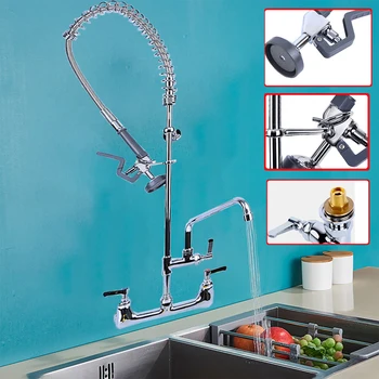 

Honhill Wall Mounted Spring Basin Kitchen Faucet Pull-Down Hot And Cold Kitchen Sink Mixer Kitchen Tap Sink Mixer 360 Rotation
