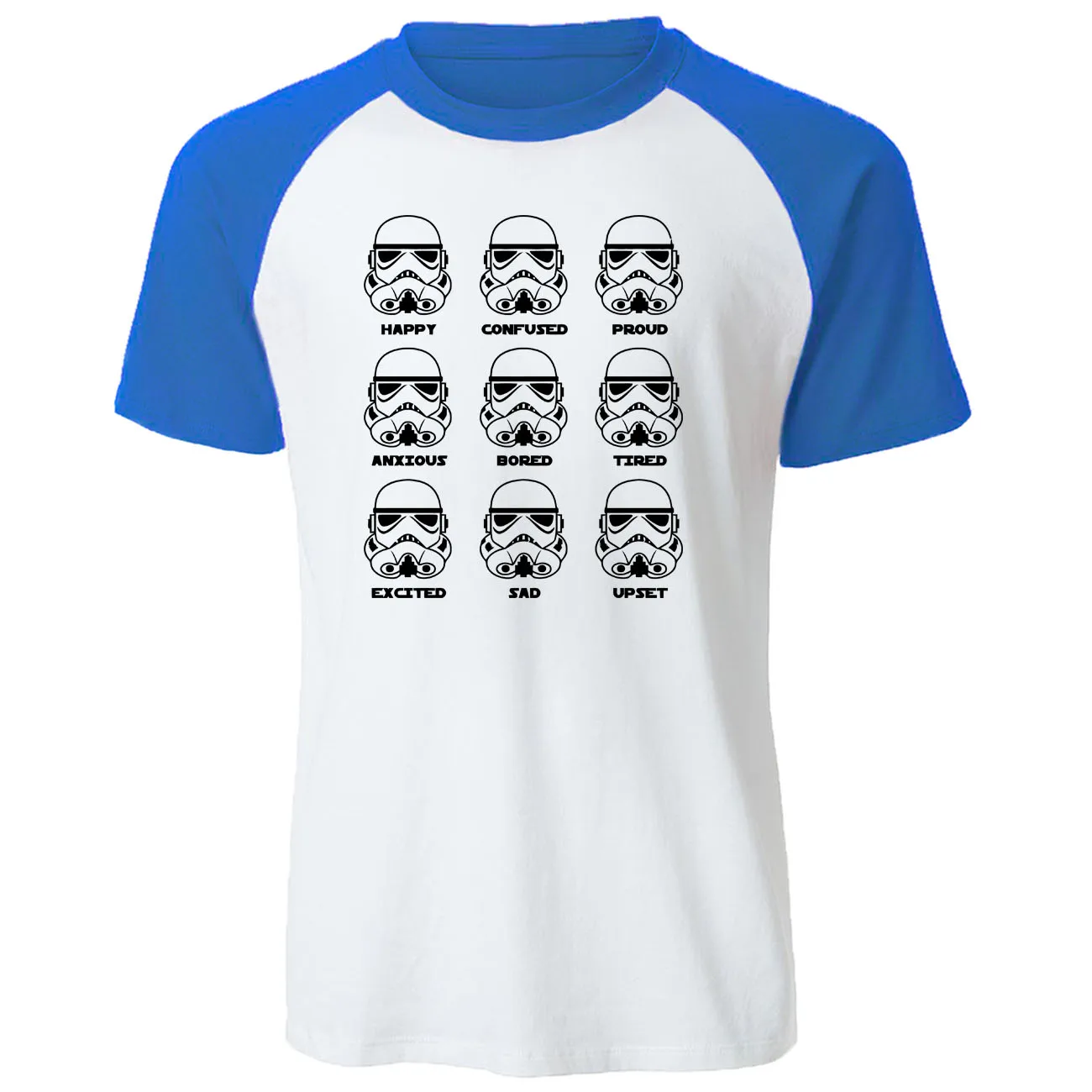 Забавная футболка с героями Звездных войн, штурмовика, эмоций, летняя хлопковая высококачественная повседневная футболка с коротким рукавом, реглан, уличная одежда в стиле хип-хоп