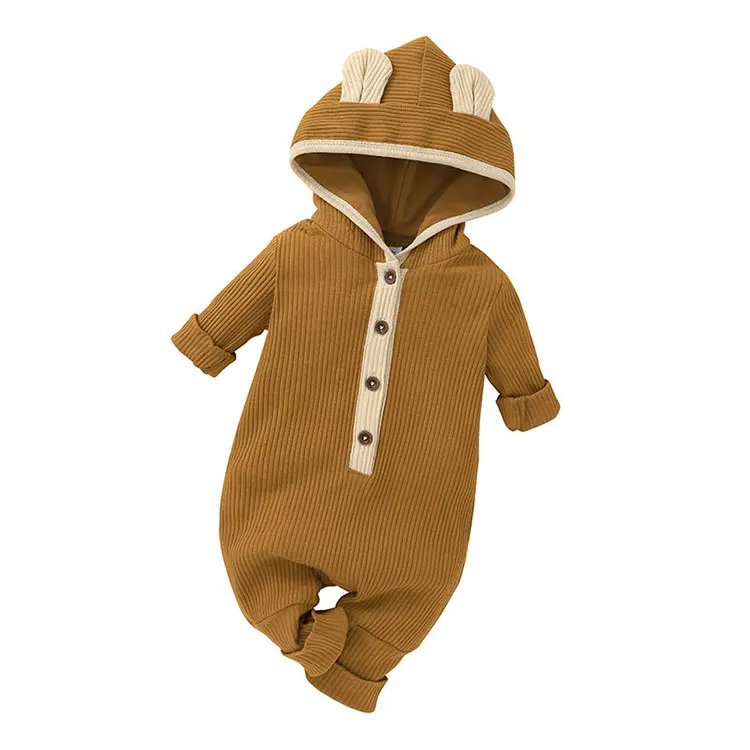 Baby Bodysuits classic Fashion Baby Clothes Boys Romper Cotton Long Sleeve Hooded Baby Romper Spring Autumn Newborn Girl Clothing 3-12 Months Baby Bodysuits medium Baby Rompers