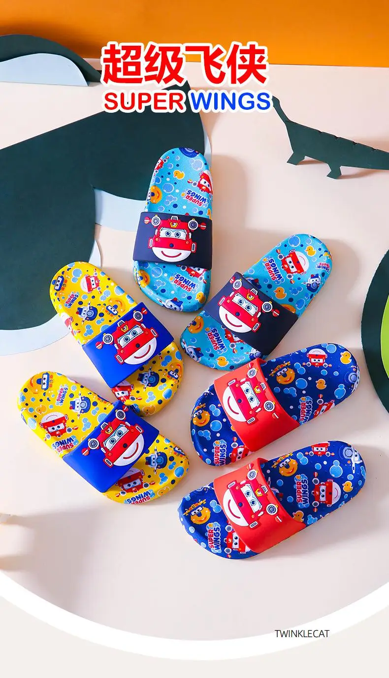 bata children's sandals Kids Slippers Super Wings 3-12 Yrs Children Baby Waterproof Breathable Non-slip Boys Girls Home Shoes Children's Cute Slippers child shoes girl