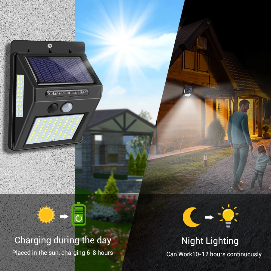 20-100 LED Solar Light Outdoor Solar Lamp PIR Motion Sensor Wall Light Waterproof Sunlight Powered Garden street light