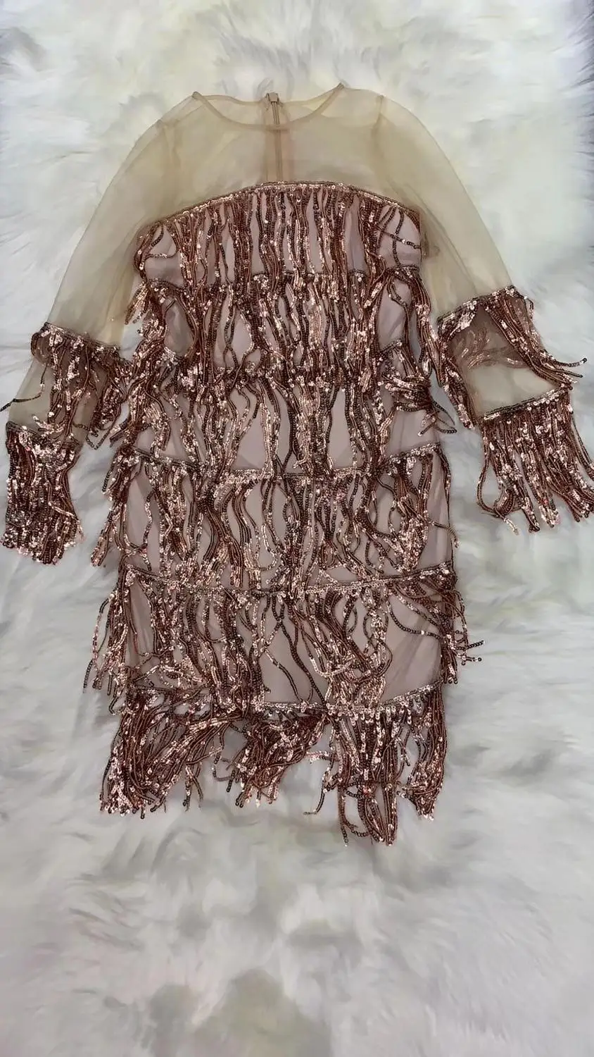 Новинка, женское платье с блестками, Vestidos, круглый вырез, длинный рукав, для знаменитостей, для вечеринки, бодикон, бандажные платья