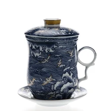 Jingdezhen чайная кружка с крышкой фильтра блюдце набор чашки для кофе керамические эмалированные чайные чашки мастер чашка для воды фарфоровая посуда для напитков ремесла