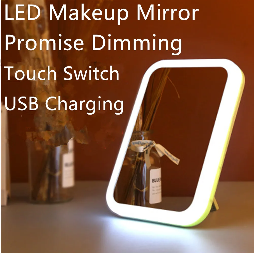 USB Charging Mirror Makeup Mirror With Led Light LED Makeup Mirror Touch Switch LED Natural Light Adjustable Angle Makeup Color USB Charging Mirror Makeup Mirror With Led Light LED Makeup Mirror Touch Switch LED Natural Light Adjustable Angle Makeup Color