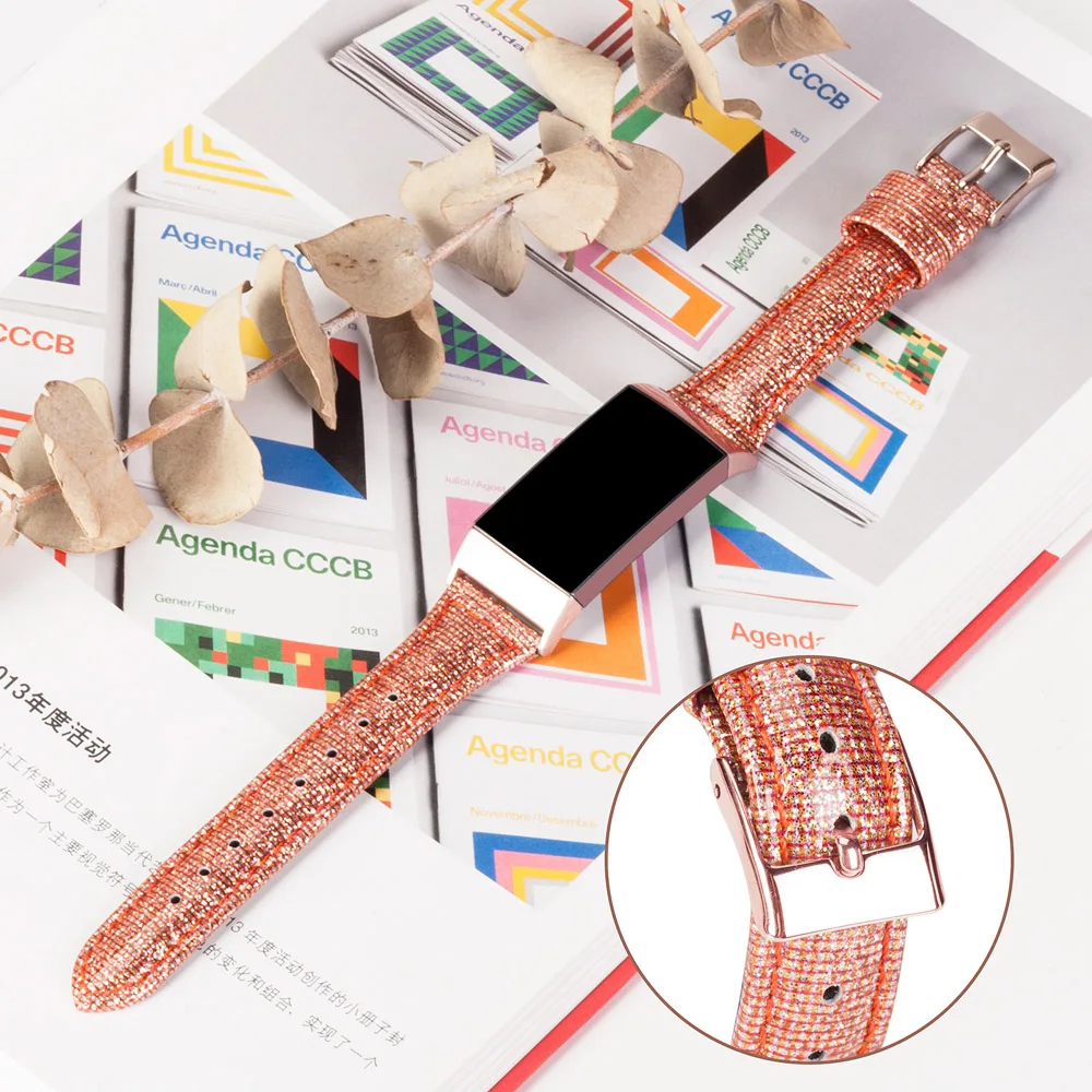 

Replacement Strap For Fitbit Charge 3 Bands Shining Leather Band Smart Fitness Watch Sport Straps for Charge 3 Special Edition