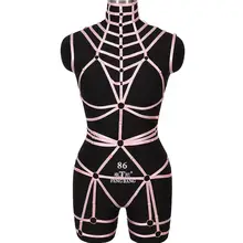 Готический пояс для всего тела, комплект нижнего белья, клетка для женщин, высокая талия, подвязки, Чулки с ремнями, Панк размера плюс, бондаж, бюстгальтер