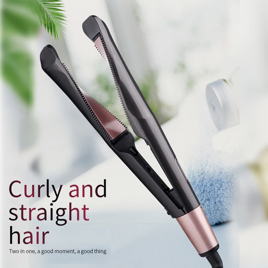 Ha3277061b95d488ba0d61d9cfcfa506b2 Professional Flat Iron LED Hair Straightener Twisted Plate 2 in 1 Ceramic Curling Iron Heated hair curler for All Hair Types