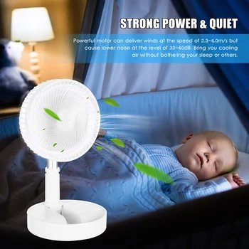 

USB Powered Fan Portable Fans Rotatable Head Quiet Desk 4-Speed 34-Inch Extendable stand Built-in 7200mAh Rechargeable Battery