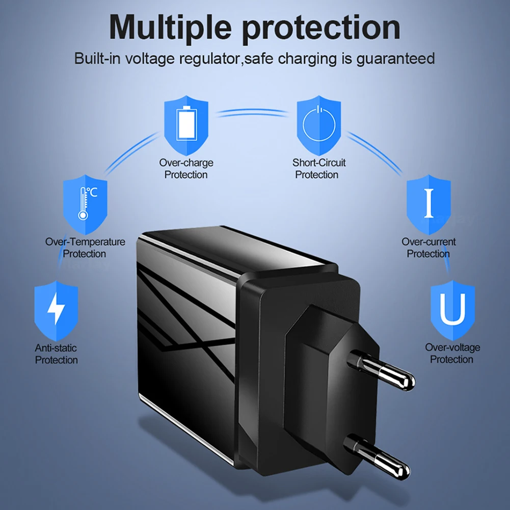 Универсальное USB безопасное зарядное устройство для телефона Travle 3, адаптер защиты от перенапряжения, умный Быстрый портативный цифровой дисплей, практичный