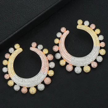 

missvikki 2019 AAA Cubic Zirconia Dubai Nigerian Big Round Bridal Wedding Stud Earrings Fashion Jewelry Womens Earrings Jewelry