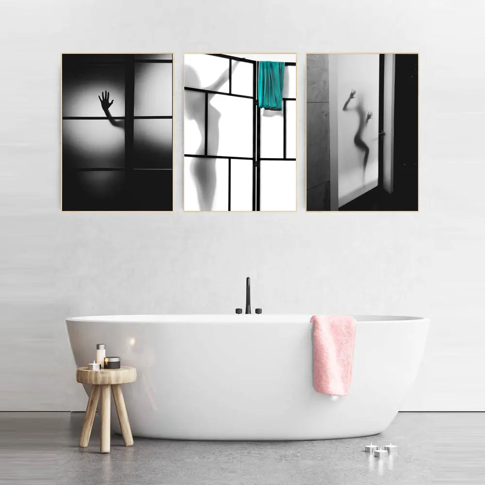 

Bathroom Black White Sexy Nude Women Naked Girl Canvas Art Print Painting Poster Wall Pictures For Living Room Office Home Decor