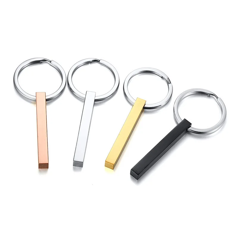 

Simple Style Stainless Steel Keychains Pendant Key Ring Engrave Name Metal Keychains Customized Logo Fashion Jewelry Gift