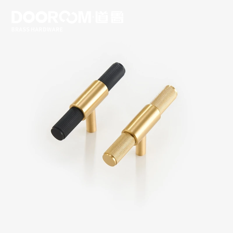 Dooroom латунные ручки современный легкий роскошный крест Knurl Т-Бар Тянет Шкаф Комод для шкафов, ящиков мебельные ручки