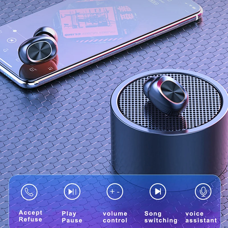 Wireless Earphone 2020 New Bluetooth 9D HIFI Sport Headset LED 2200MAH Charging Case For iPhone HUAWEI Wireless Earphones