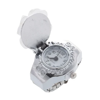 

White Clover Round Dial Finger Ring Quartz Watch For Lady