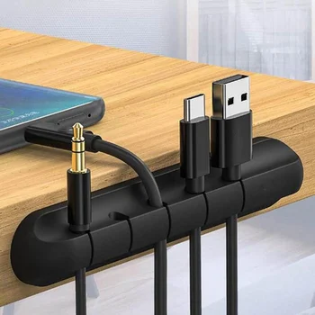 

Portable Silicone Self-Sticking Desk USB Cable Winder Cord Organizer Management Clip For Mouse Headphone Data Line